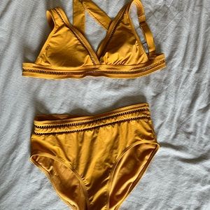 Mustard Yellow 2 piece bathing suit (high top bottoms)